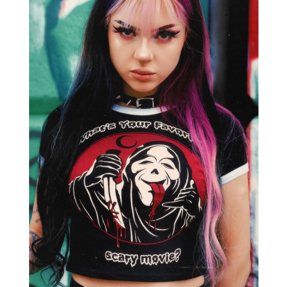 Scary Movie Ringer Crop Top